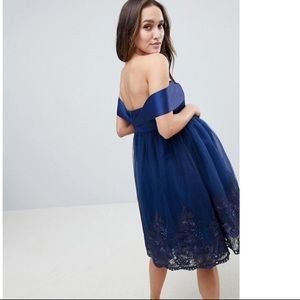 Chi Chi London Maternity Off-Shoulder Dress